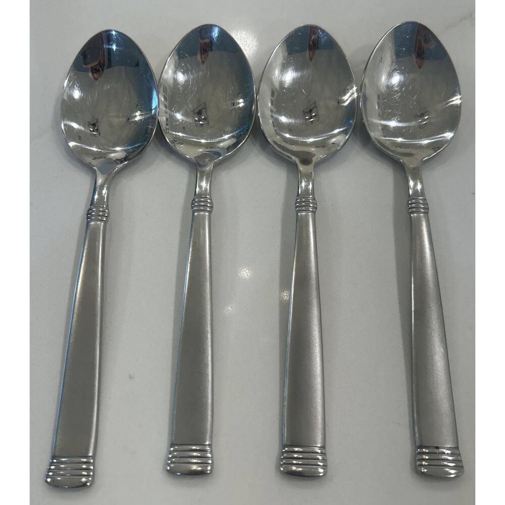 Vtg Wallace NAPOLI-FROST Stainless 18/10 Set of 4 Flatware 7” Dessert Spoons